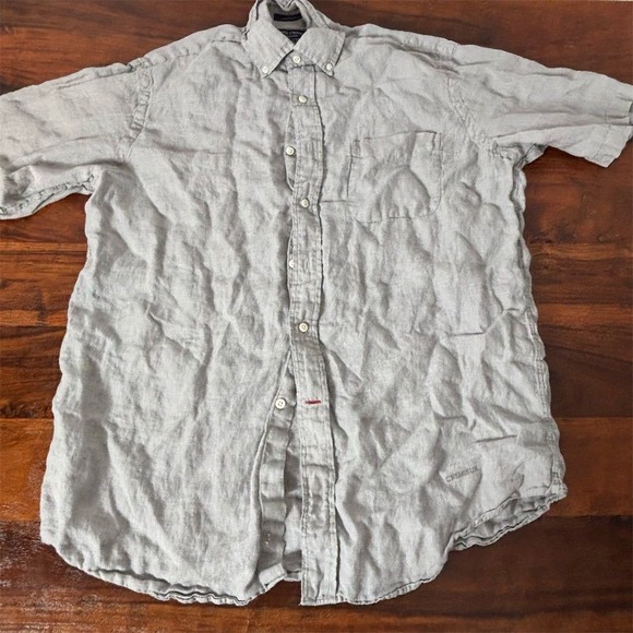 Daniel Cremeiux Men's M Gray Linen Short Sleeve Button-Up Shirt Casual - Picture 1 of 5